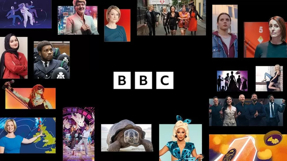 A collage of bbc shows, personalities and staff